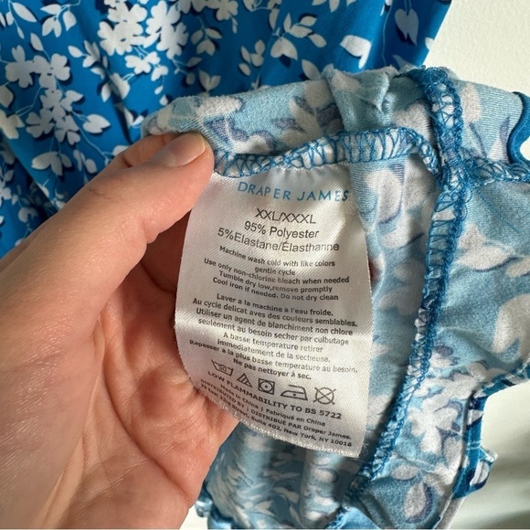 Draper James Comfy Stretchy Blue White Floral Dress with Ruffle Hem XXL/XXXL - Picture 7 of 7